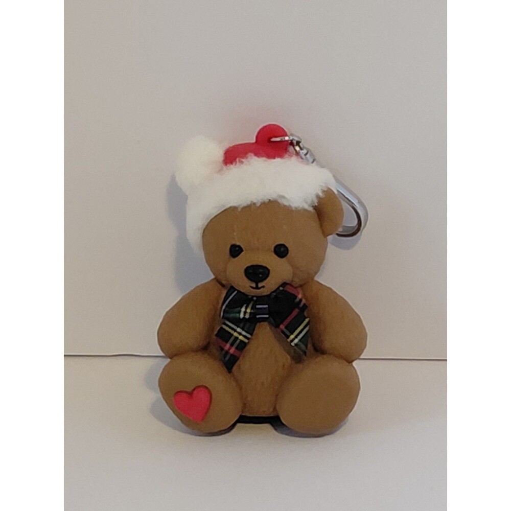 Bath & Body Works Festive Teddy Bear PocketBac Holder Christmas Santa Hat Plaid